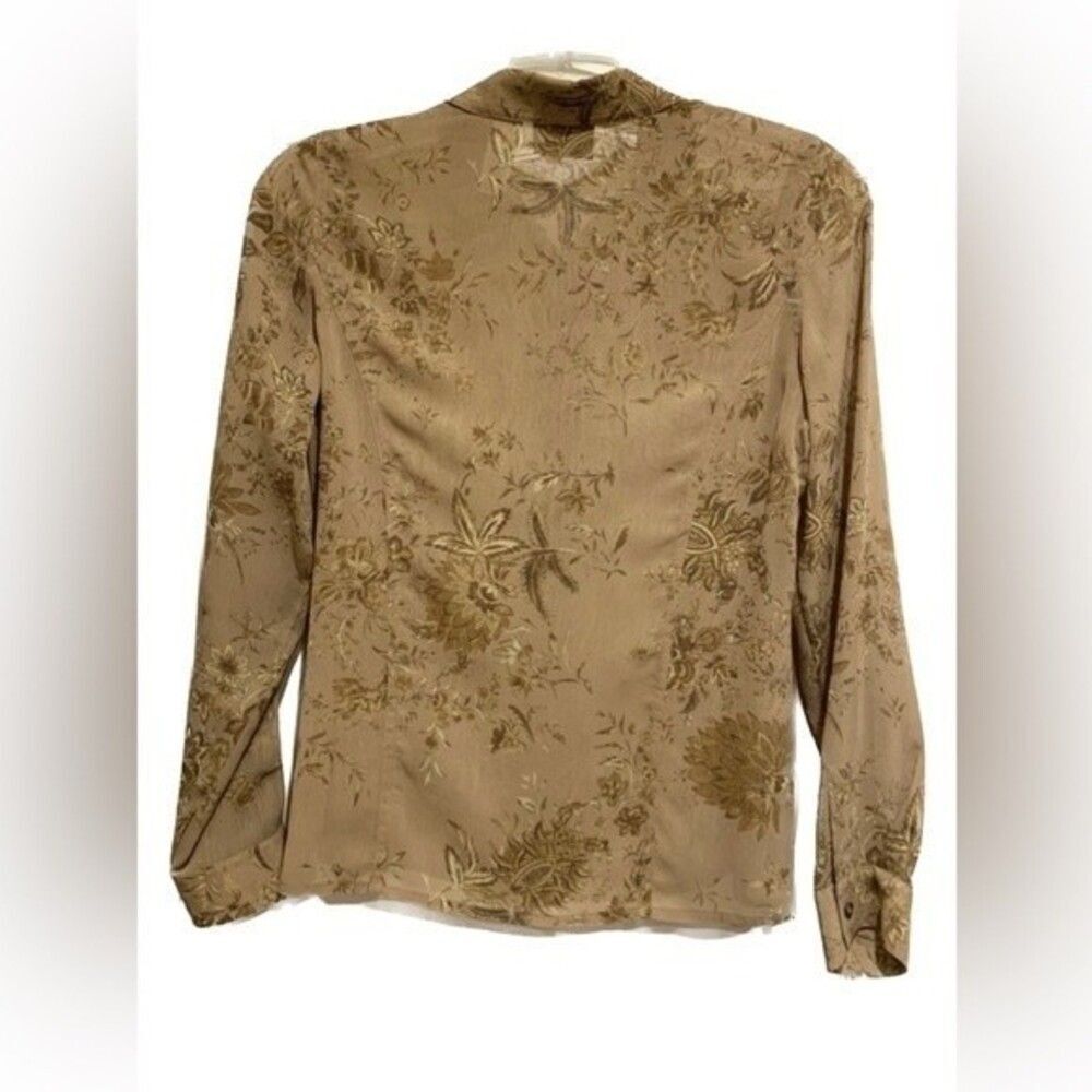 NWOT Liz Claiborne button up blouse Beige Brown Size 8 - Picture 3 of 5